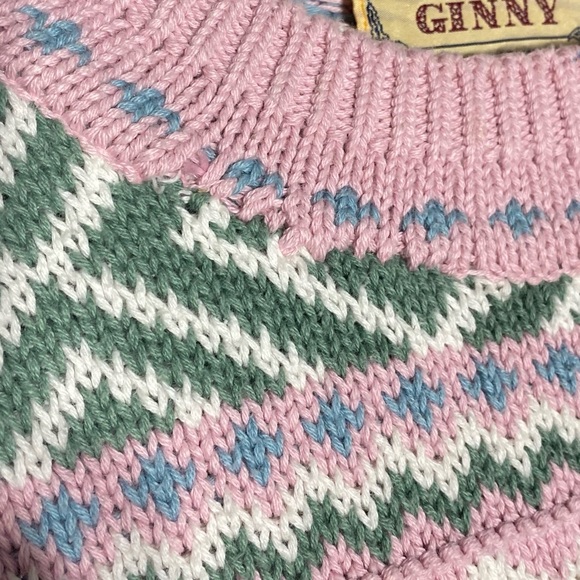 Vintage Cotton Ginny Striped Pastel Cotton Knit Crew Neck Sweater S - Picture 6 of 15